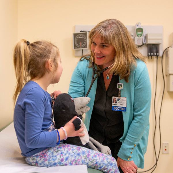 Dr Karen Morgan of Merrimack pediatric with cold, flu, rsv patient