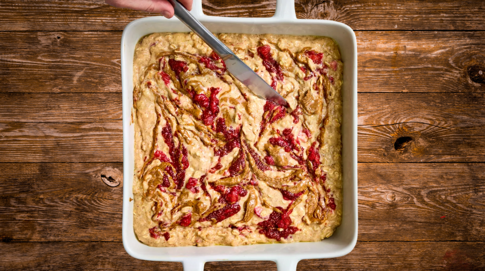 High-Protein Almond Butter & Strawberry Oatmeal Bars